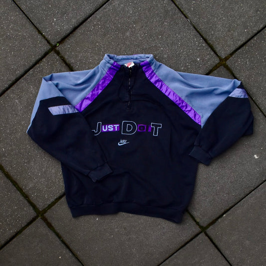 Vintage Blue Nike Half Zip Sweater - L