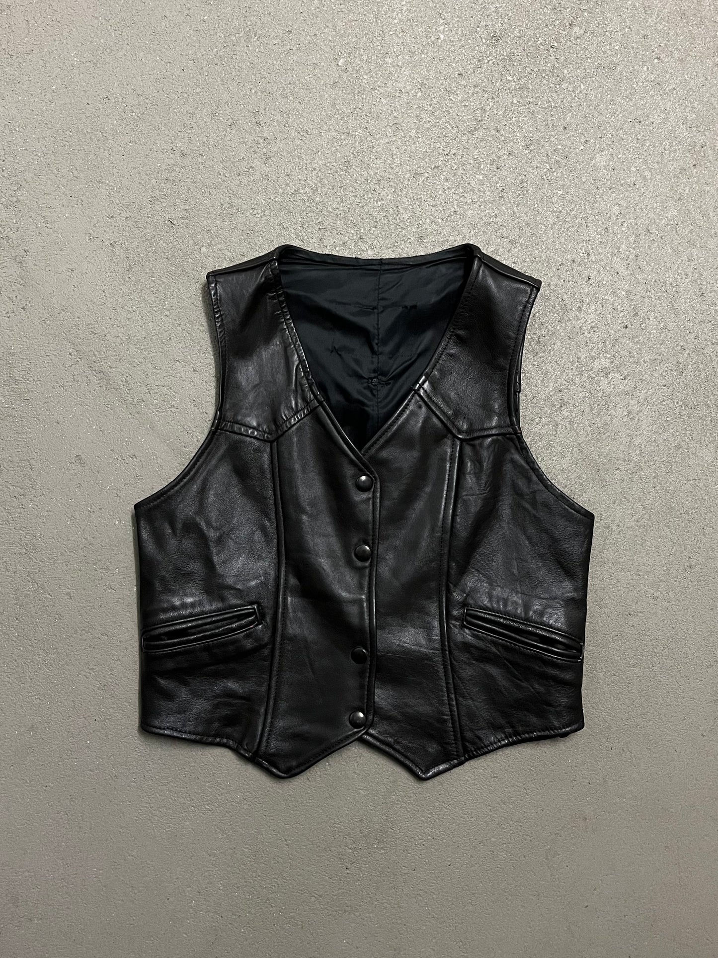 Vintage Black Harley Davidson Leather Vest - S