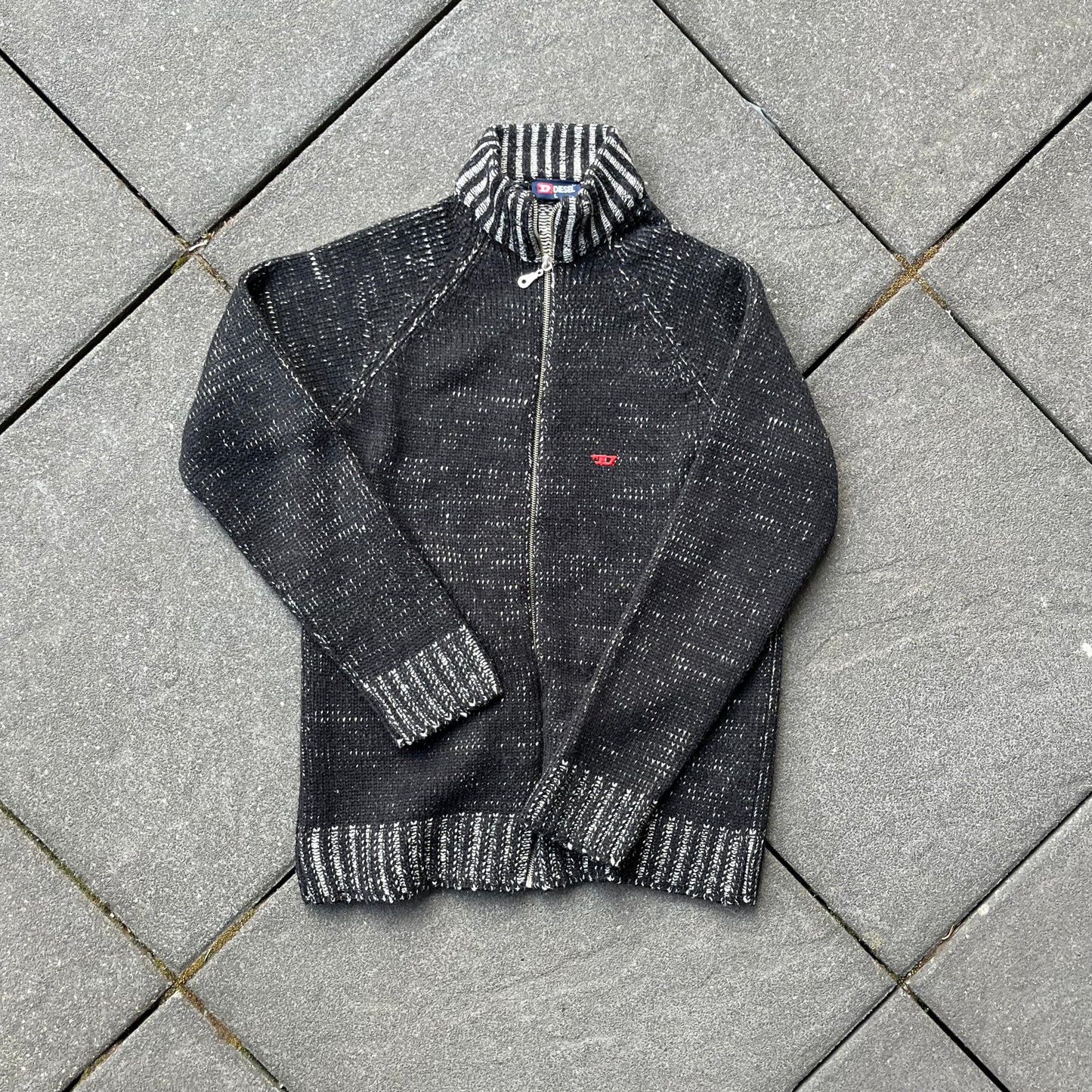 Vintage Black Diesel Knit Zip Up - L