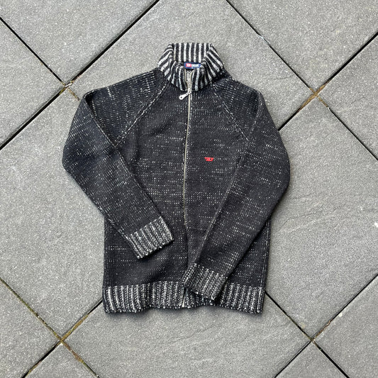 Vintage Black Diesel Knit Zip Up - L