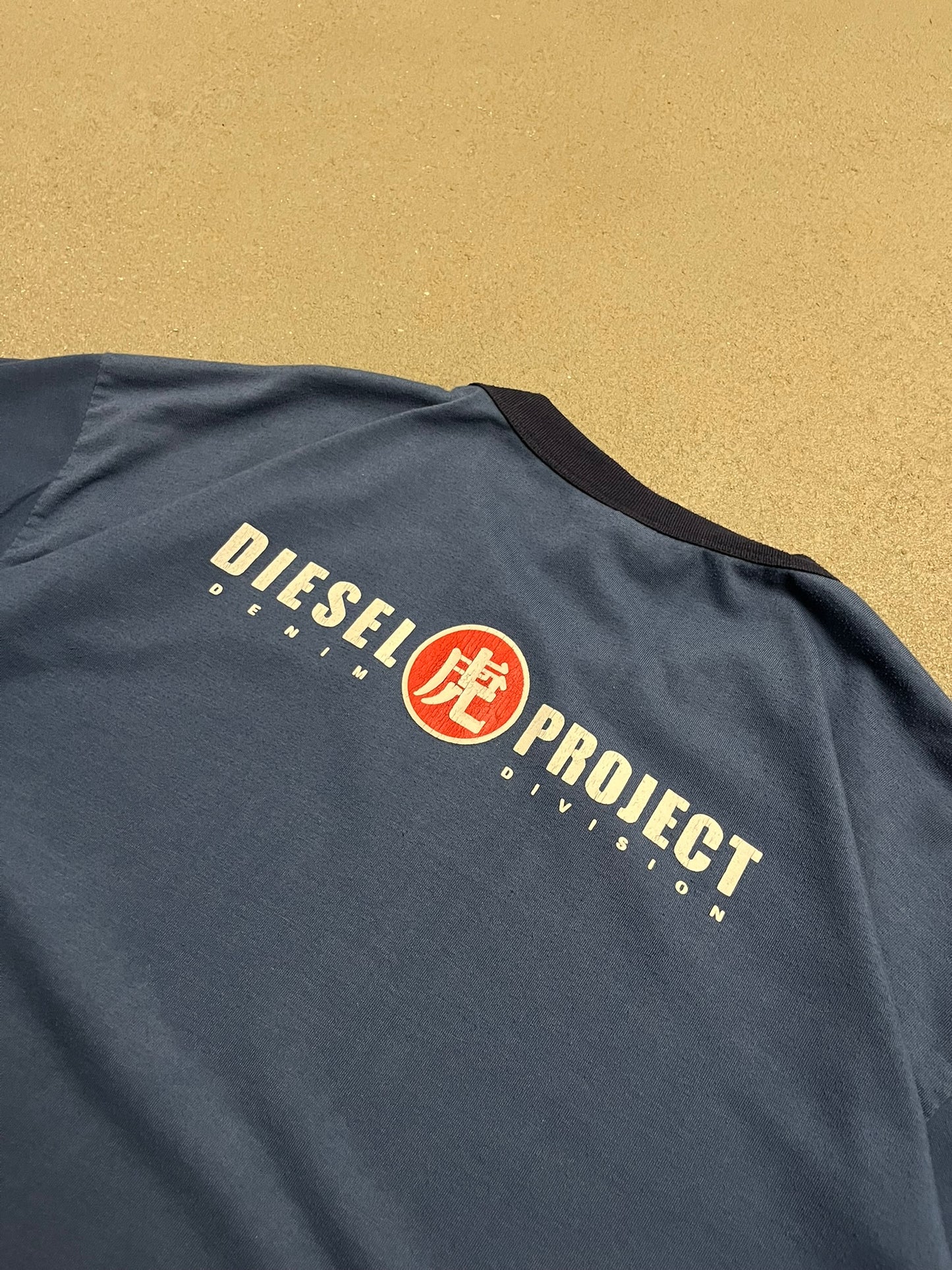 Vintage Y2K Blue Diesel Ringer Tee - L