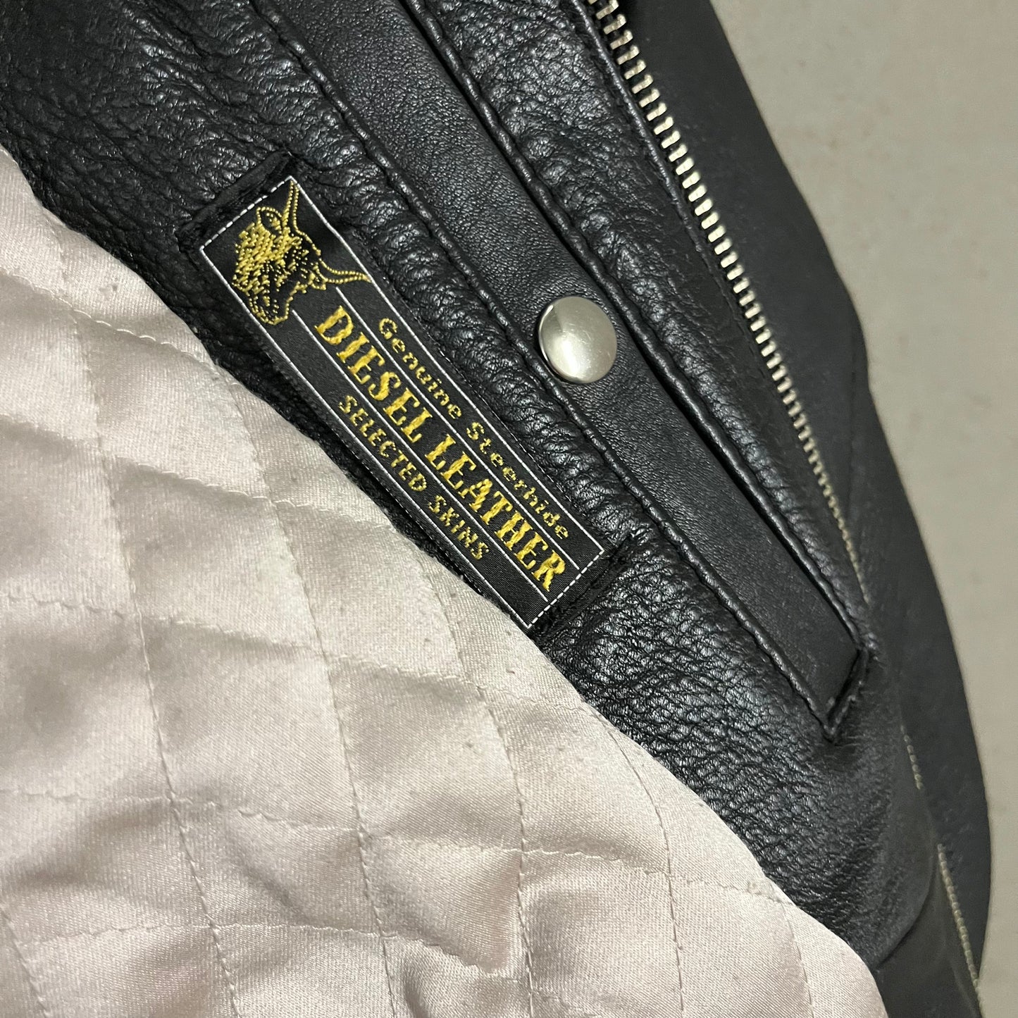 Vintage Black Diesel Leather Jacket - M