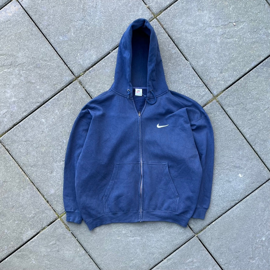 Vintage Blue Nike Zip Hoodie - XL