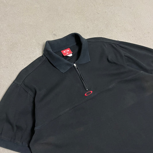 Vintage Black Oakley Red Tab Polo Shirt - M