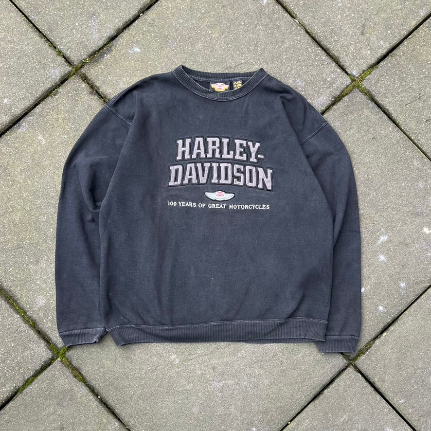 Vintage 2003 Black Faded Harley Davidson Sweater - XL