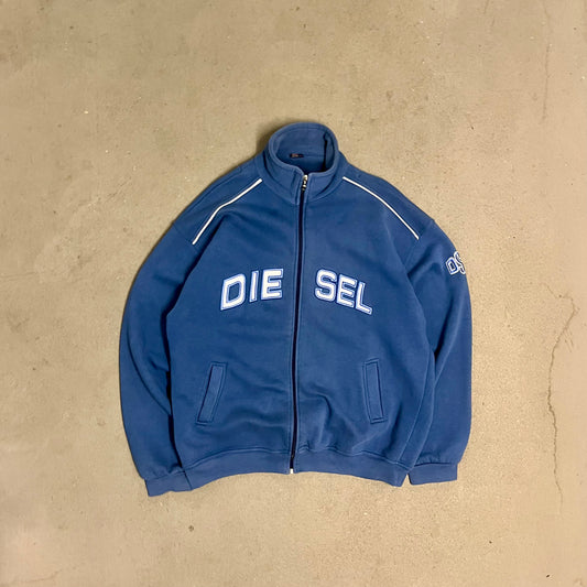 Vintage Y2K Blue Diesel Spellout Zip Up - L