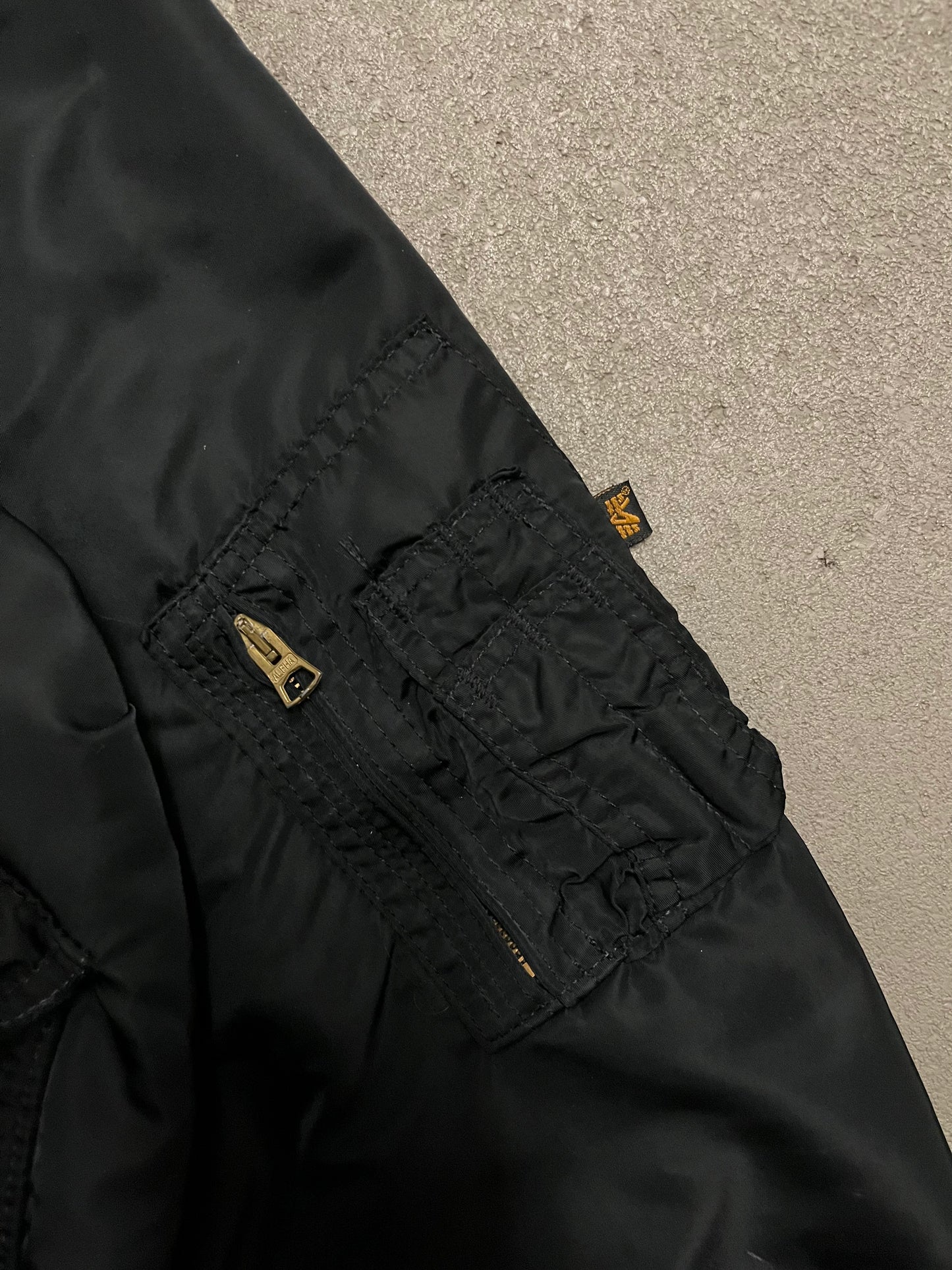 Vintage Black Alpha Industries Bomber Jacket Made in USA - L