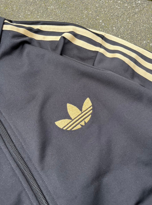 Vintage Black Gold Adidas Track Jacket - XL