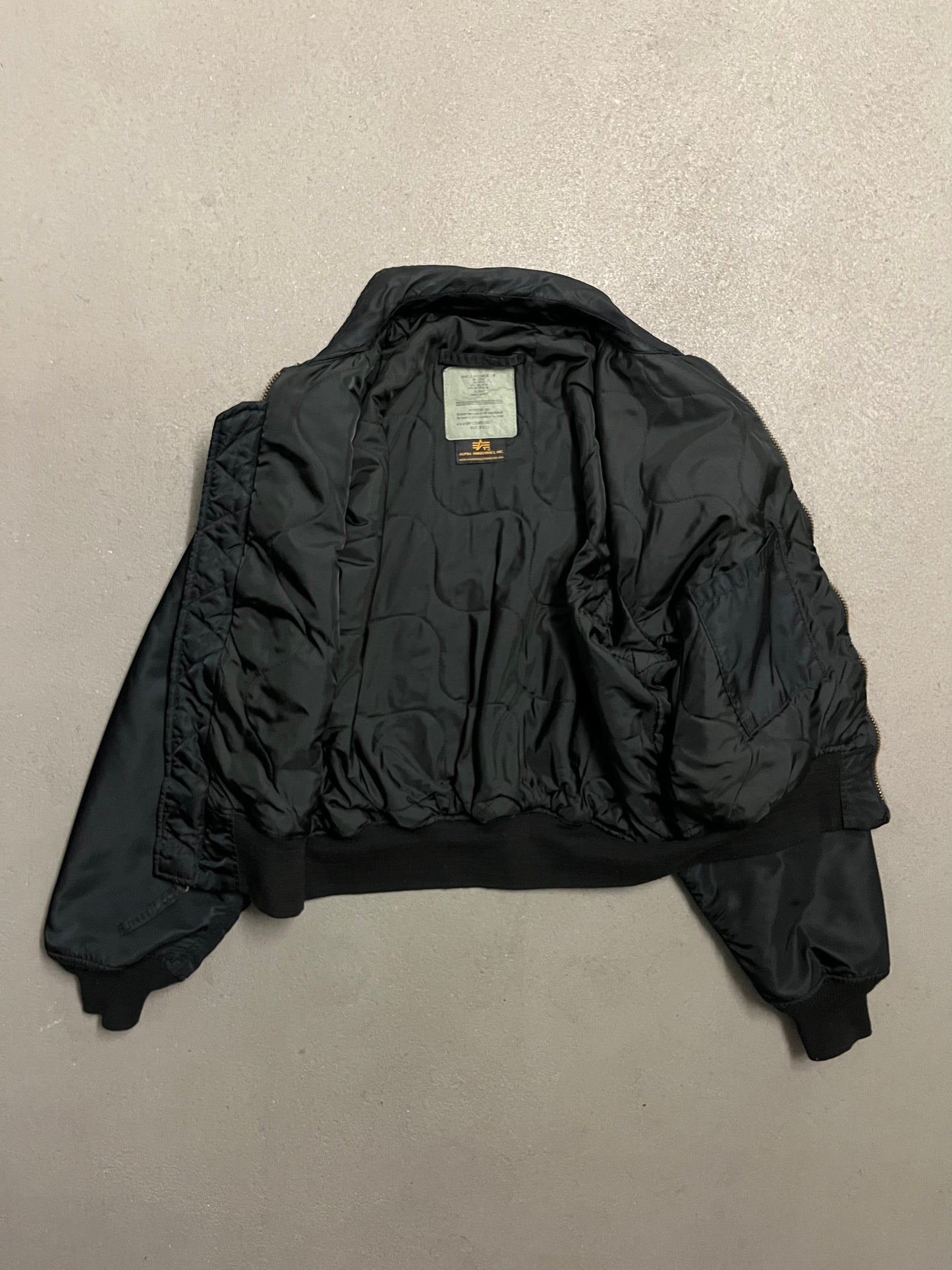 Vintage Black Alpha Industries Bomber Jacket Made in USA - L