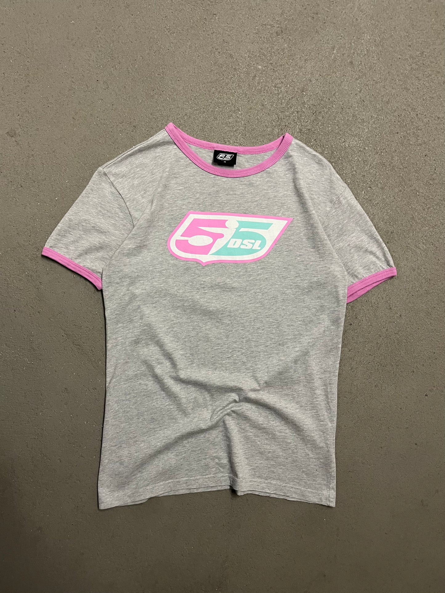Vintage Y2K Grey Pink Diesel Tee - XS (W)