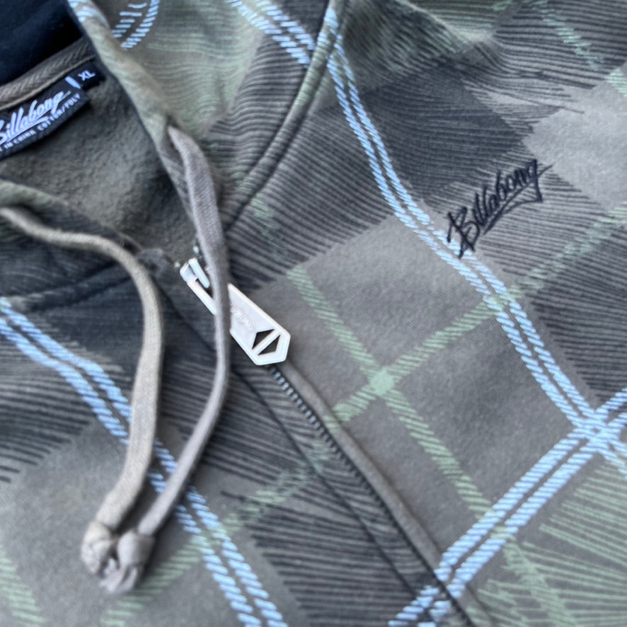Vintage Y2K Green Billabong Zip Hoodie - XL