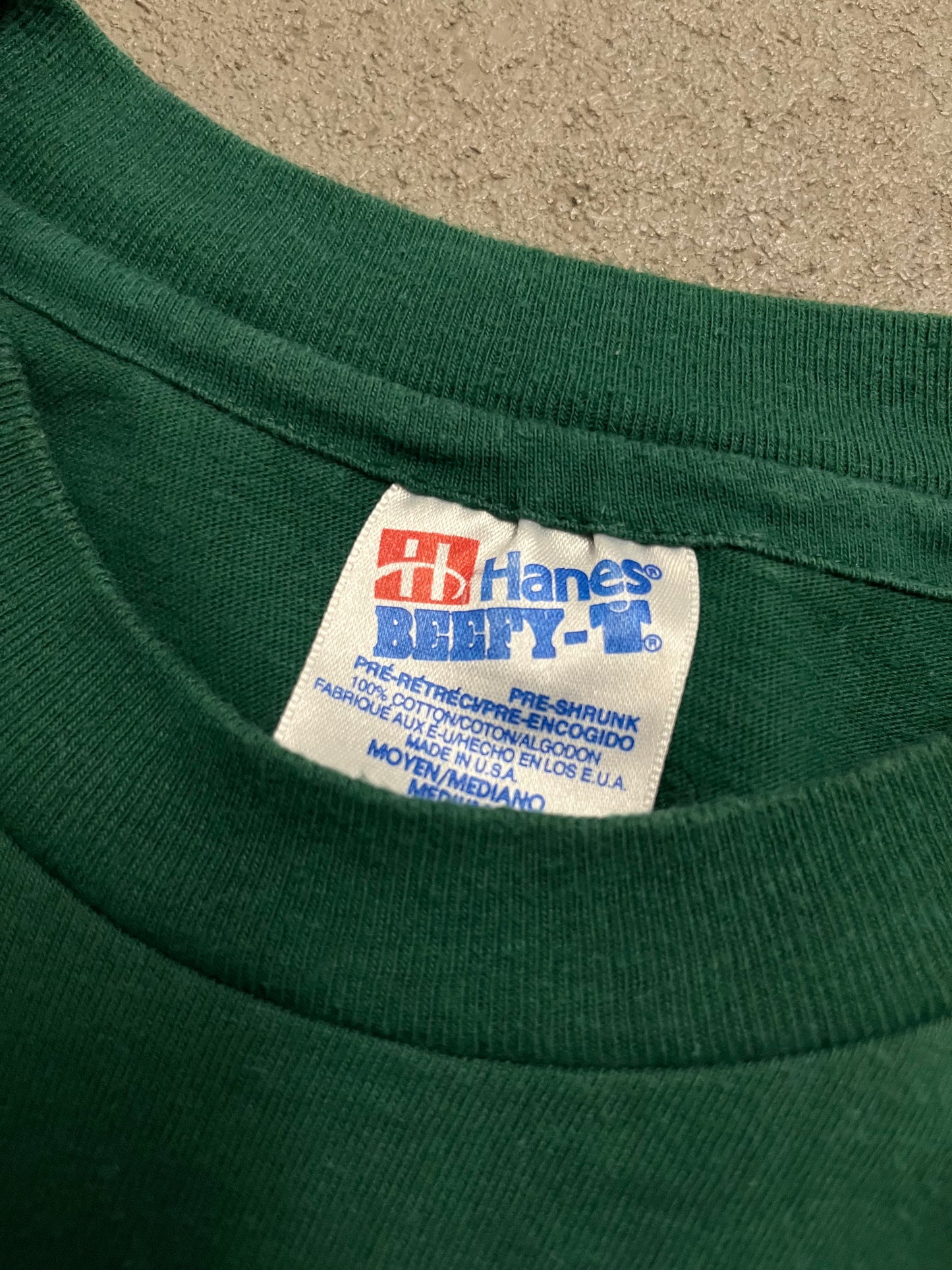 Vintage 90s Green Single Stitch Leopard Tee - M