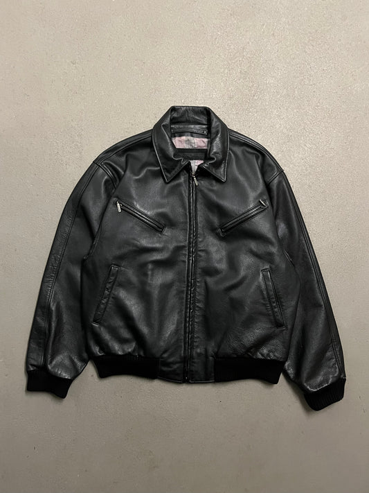 Vintage Black Porsche Leather Jacket - XL