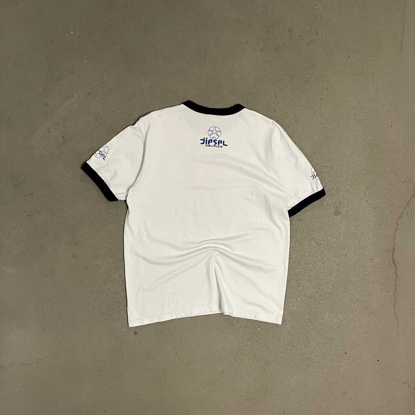 Vintage Y2K White Blue Diesel Ringer Tee - L