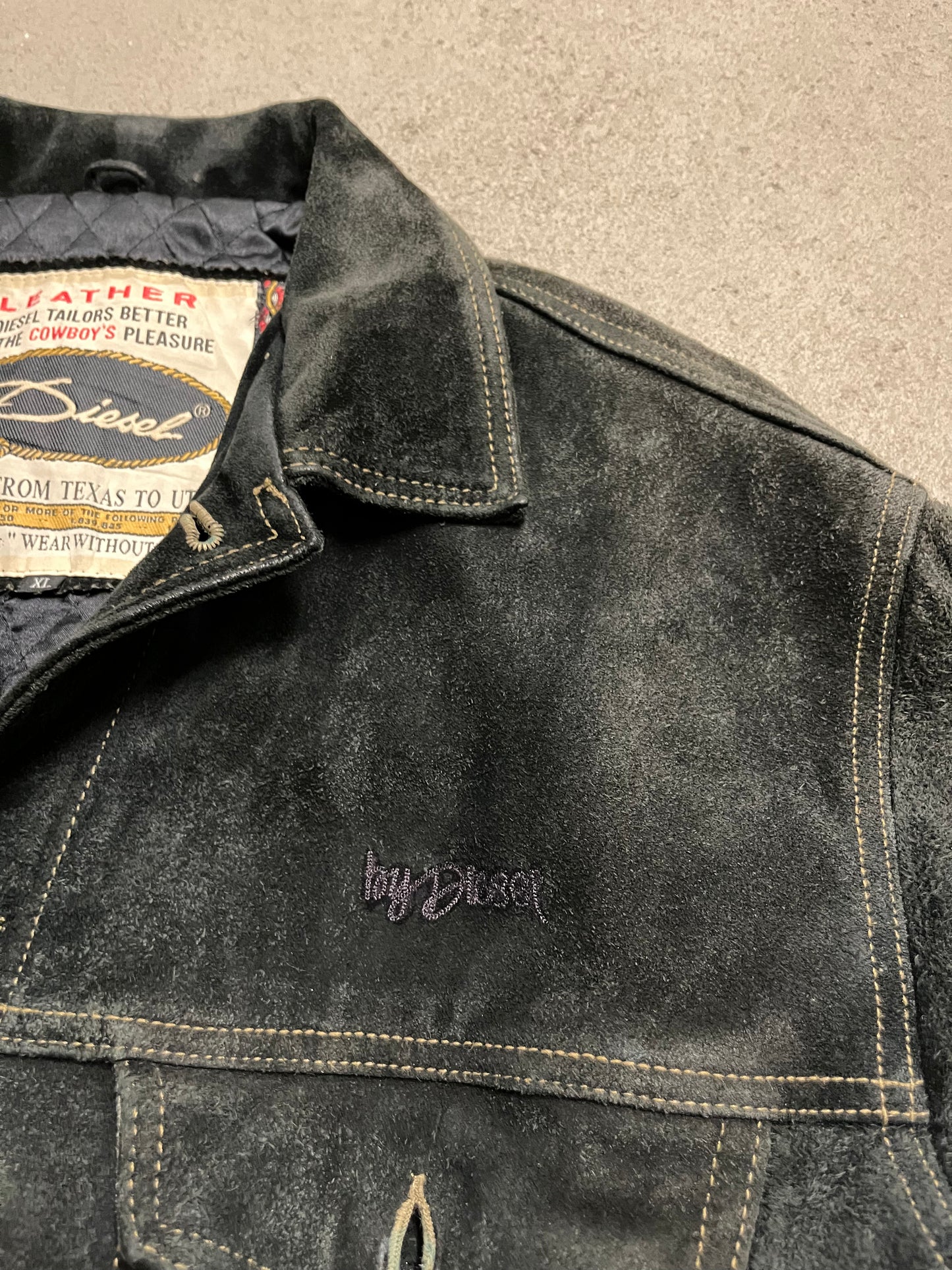 Vintage Black Diesel Suede Leather Jacket - L