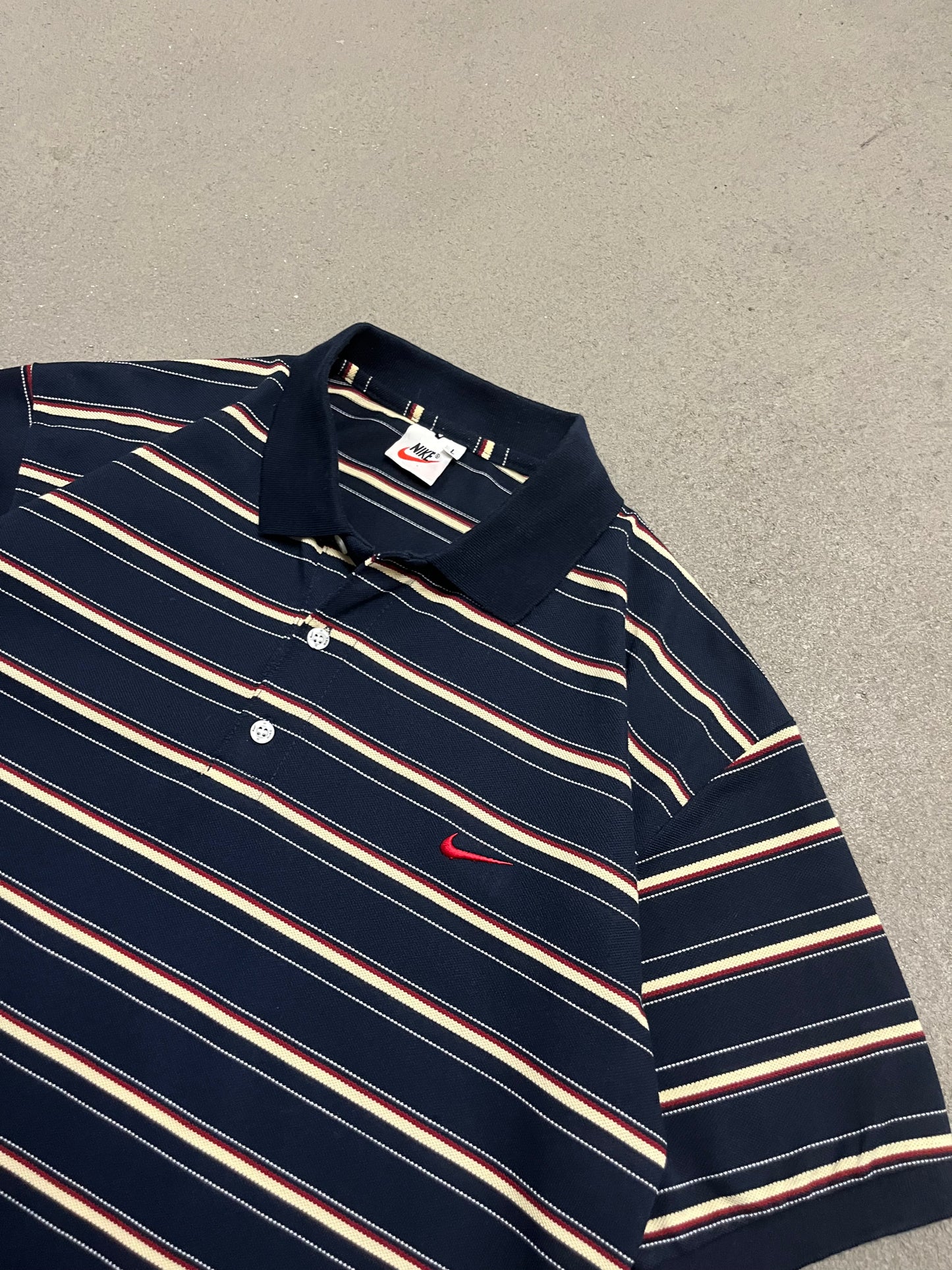Vintage Blue Beige Red Nike Polo Shirt - L