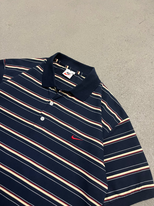 Vintage Blue Beige Red Nike Polo Shirt - L