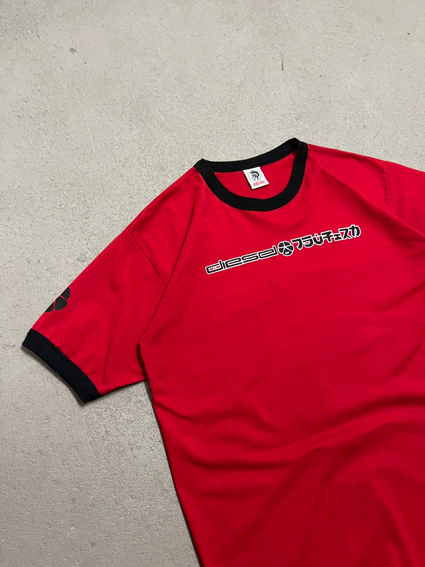 Vintage Y2K Red Black Diesel Ringer Tee - L