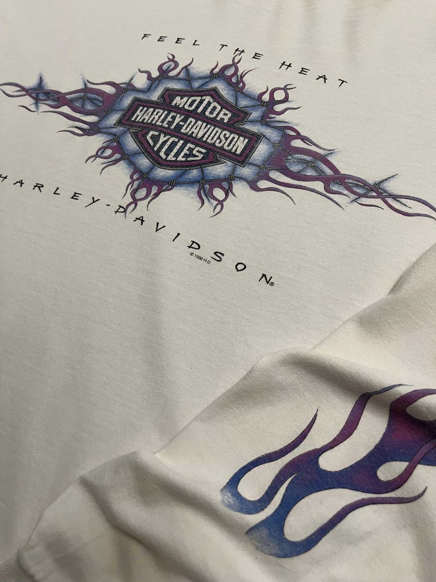 Vintage 1995 White Purple Harley Davidson Longsleeve - XL