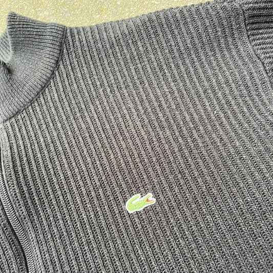 Vintage Black Lacoste Knit Zip Up - M