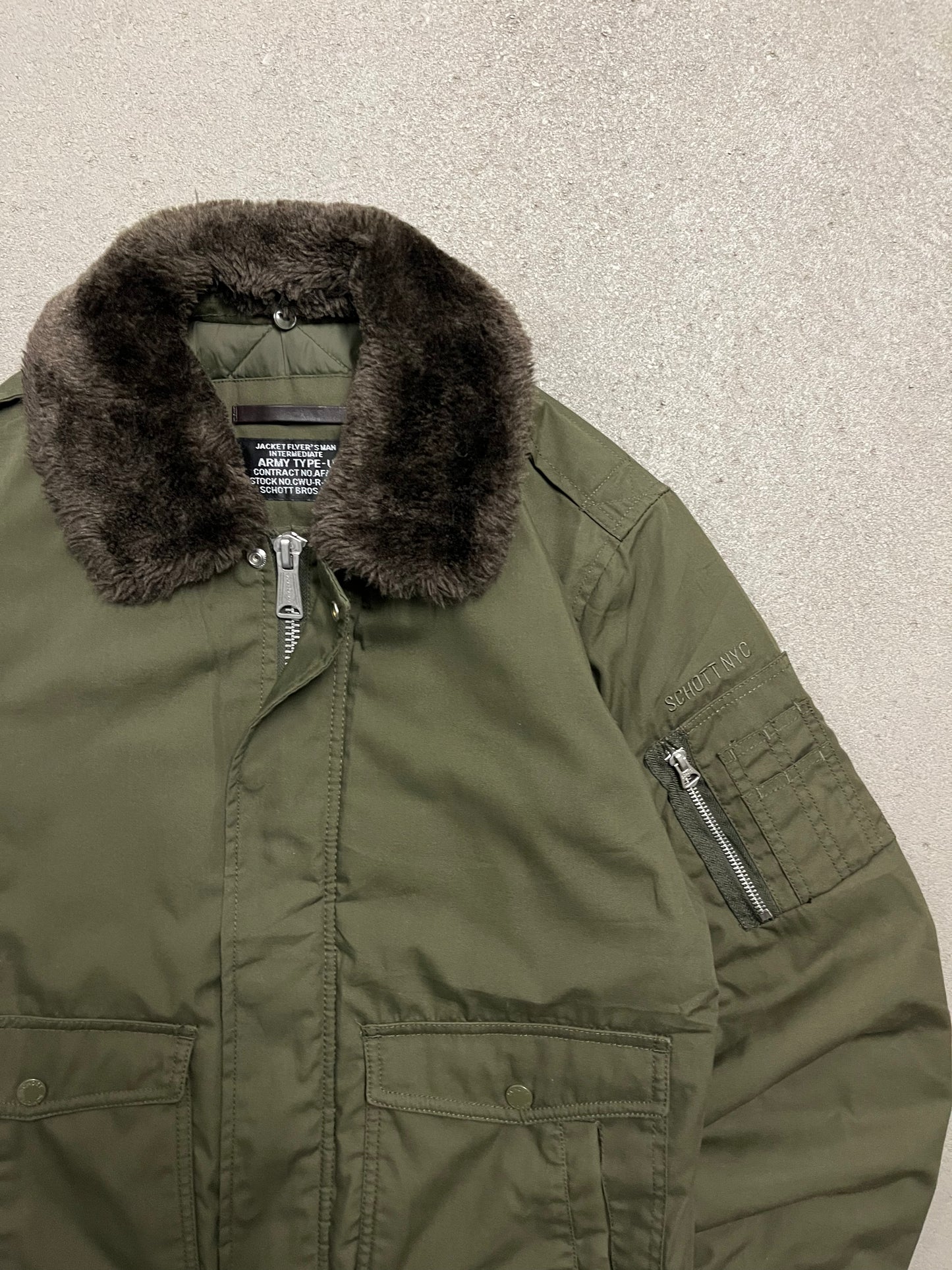 Vintage Green Schott Bomber Jacket - M