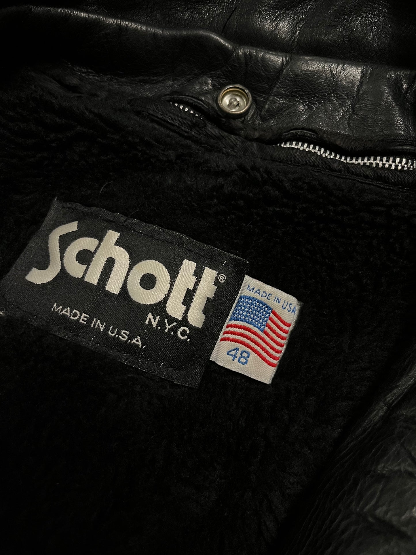 Vintage Black Schott Leather Jacket - L