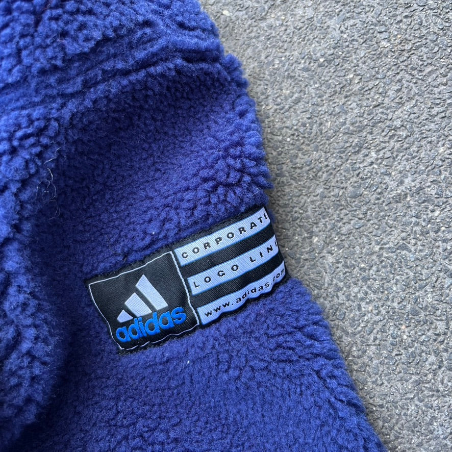 Vintage Blue Adidas Fleece Hoodie - L
