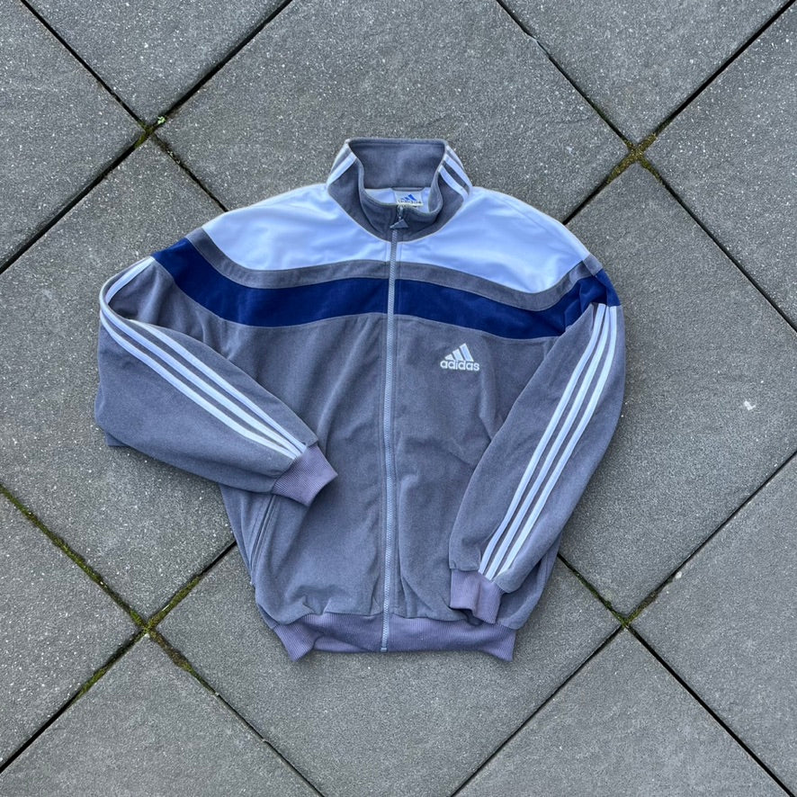 Vintage Grey Adidas Fleece Track Jacket - M