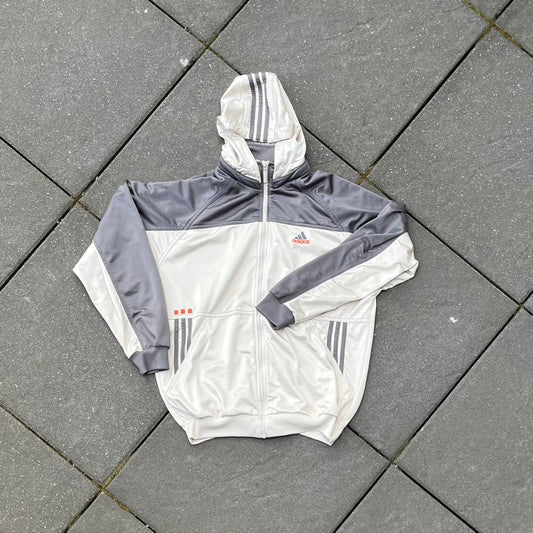 Vintage 2001 Silver Adidas Hooded Track Jacket - M