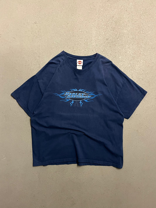 Vintage 2005 Blue Faded Harley Davidson Hamburg Tee - XL