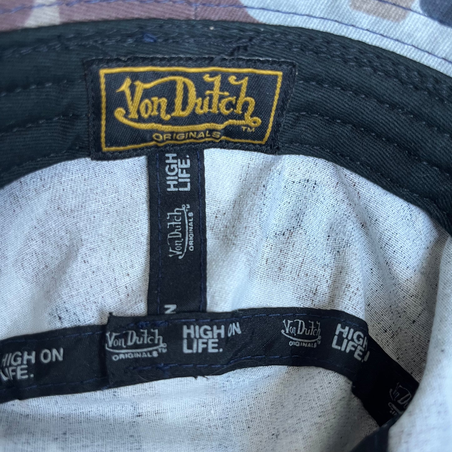 Vintage Y2K Brown Camo Von Dutch Bucket Hat