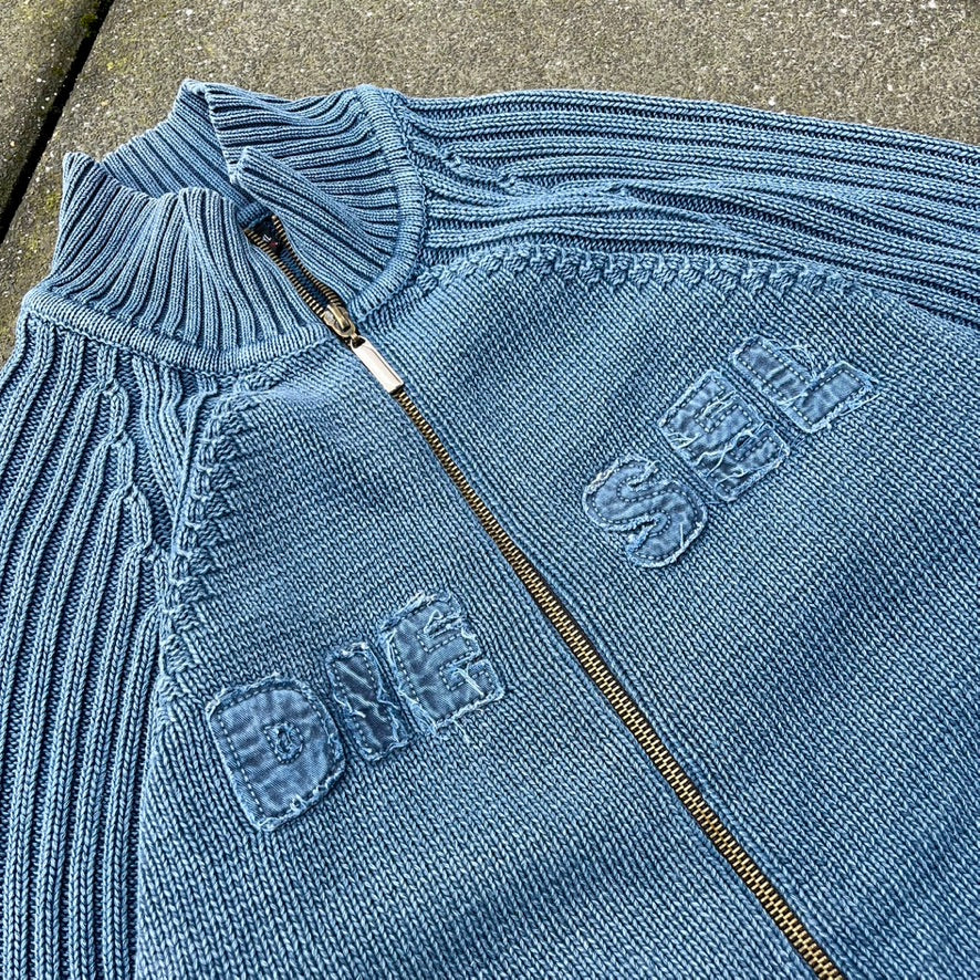 Vintage Blue Diesel Knit Zip Up - L