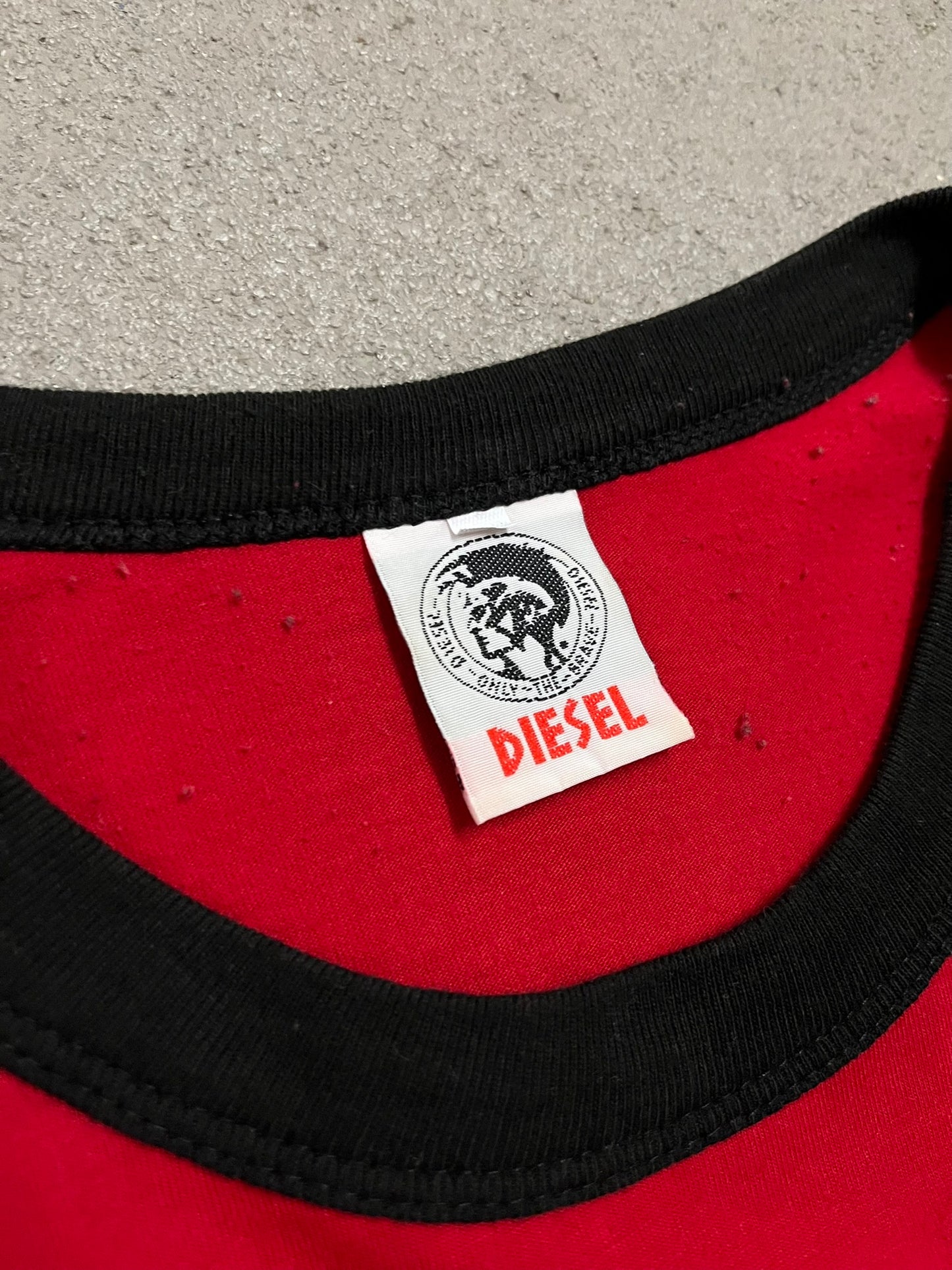Vintage Y2K Red Black Diesel Ringer Tee - L
