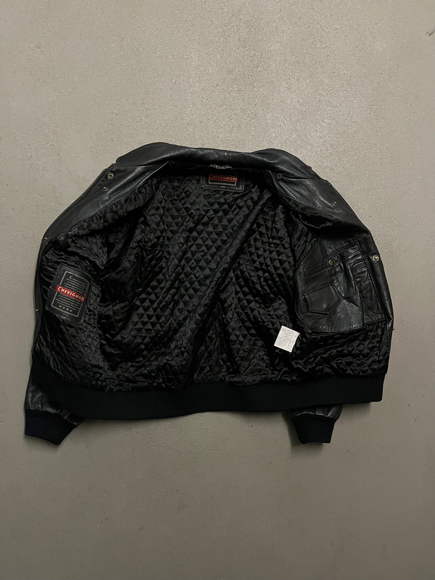 Vintage Black Chevignon Leather Jacket - L