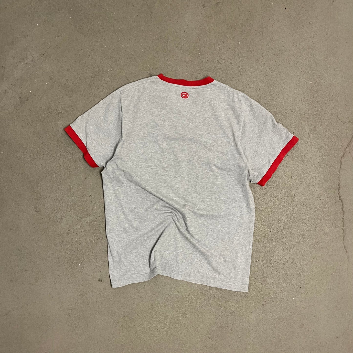 Vintage Grey Red Nike Ringer Tee - L