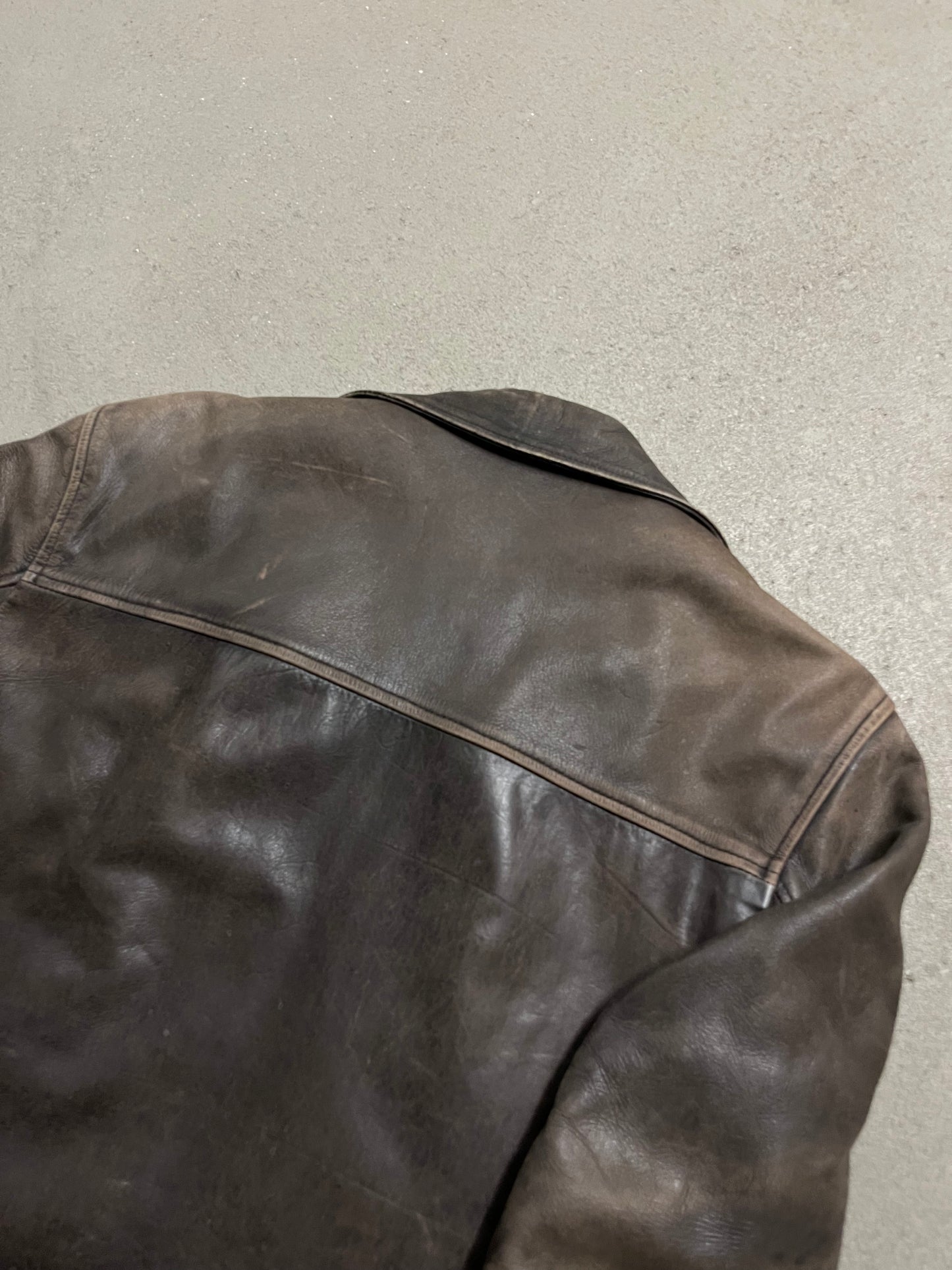 Vintage Brown Faded Redskins Leather Jacket - L