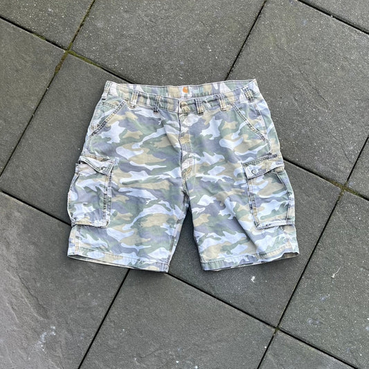 Green Camo Faded Carhartt Shorts - 44
