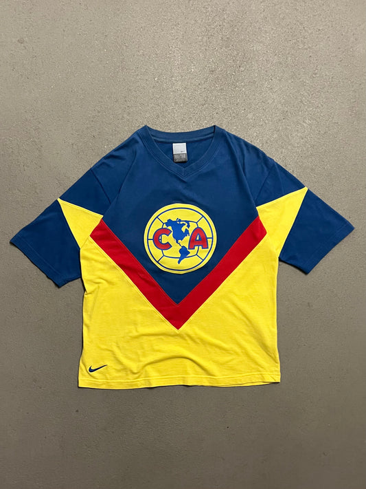 Vintage Y2K Yellow Blue Nike Club America Tee - M