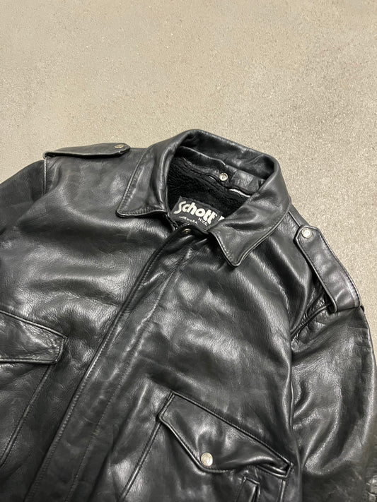 Vintage Black Schott Leather Jacket - L