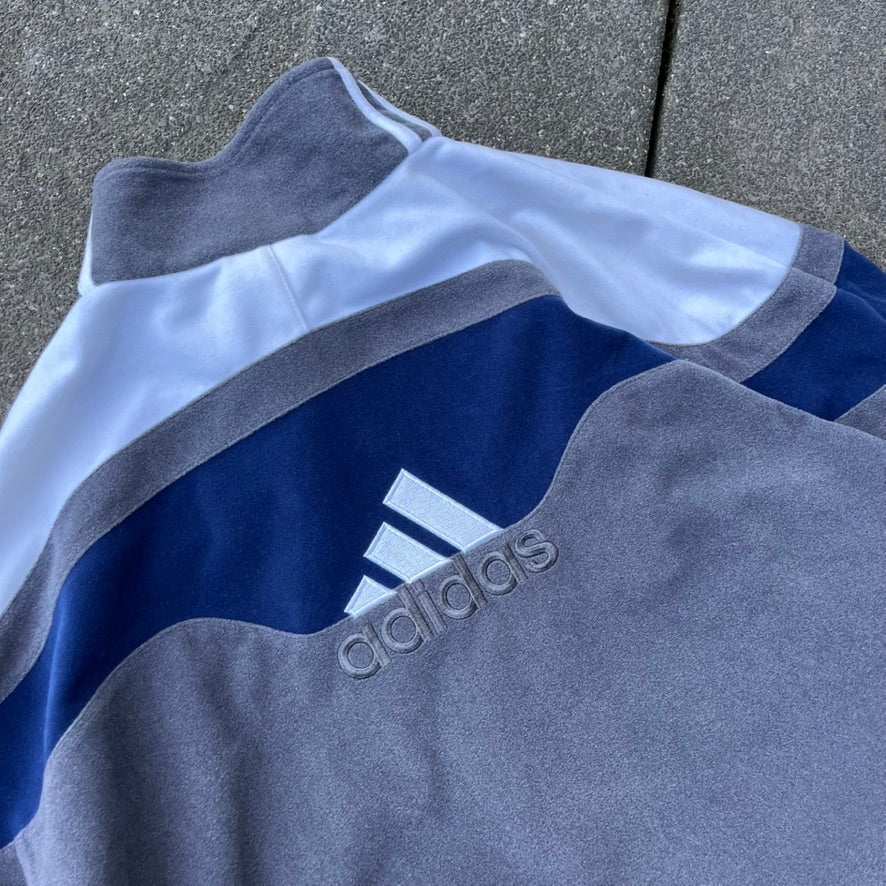 Vintage Grey Adidas Fleece Track Jacket - M