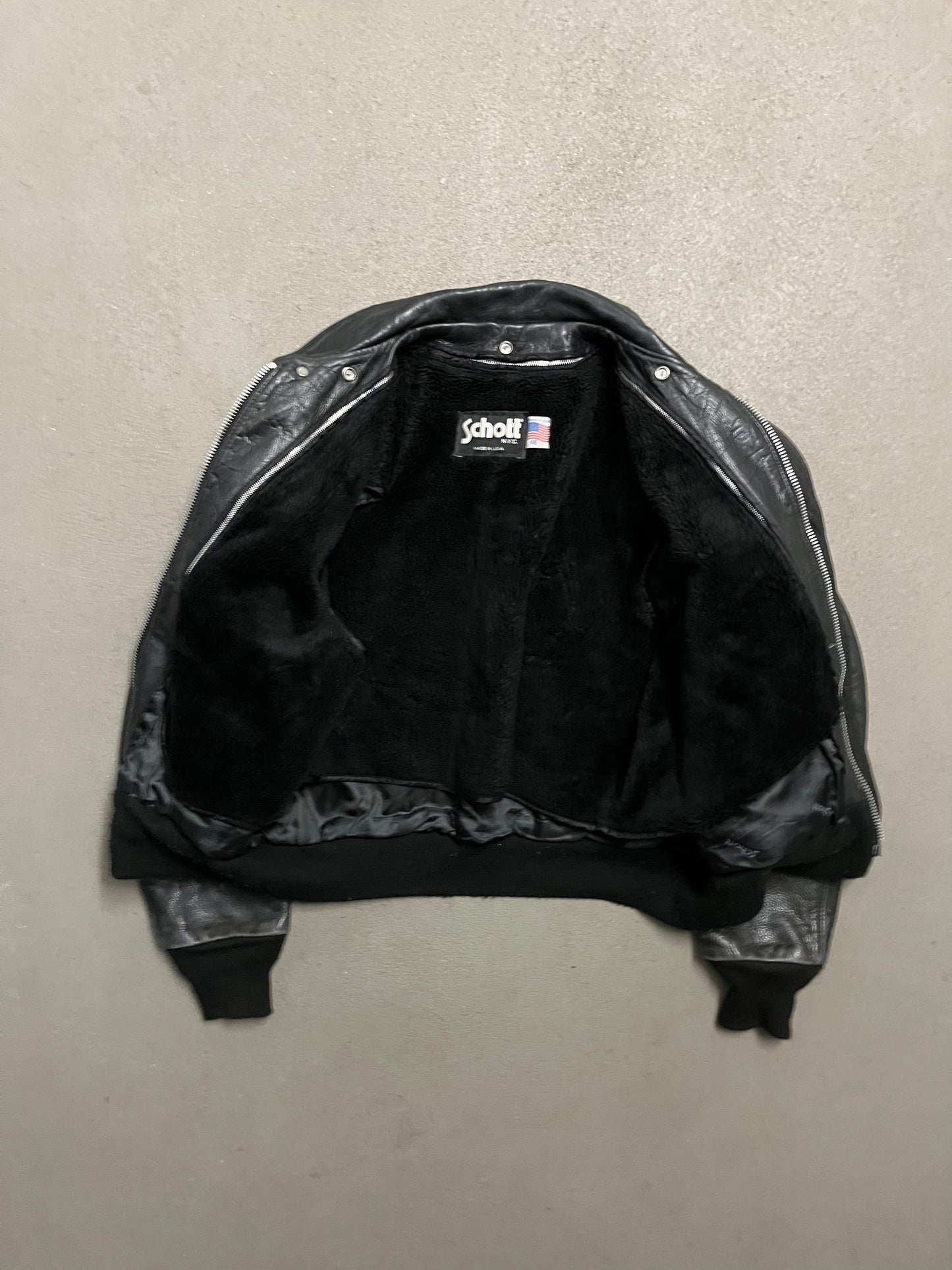 Vintage Black Schott Leather Jacket - L