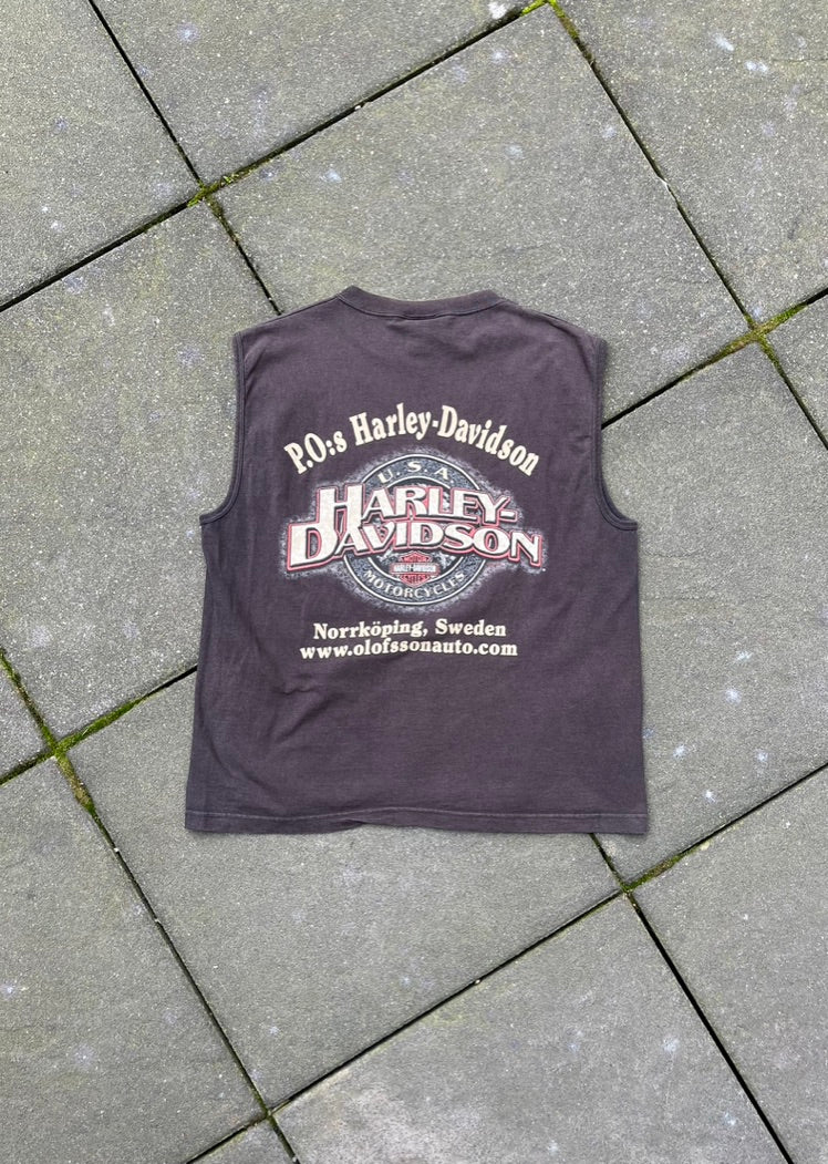 Vintage Brown Faded Harley Davidson Tank Top - L