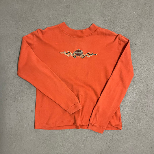Vintage Orange Harley Davidson Longlseeve - S (W)
