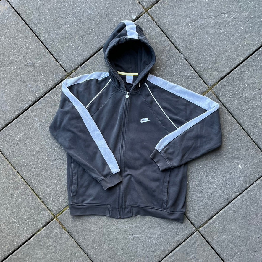 Vintage Black Nike Zip Hoodie - XL