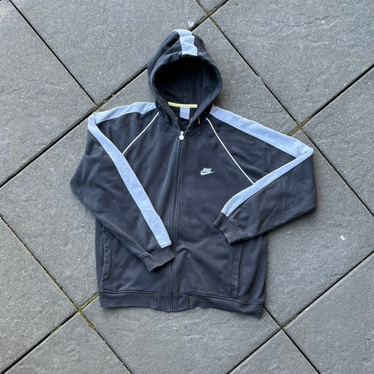Vintage Black Nike Zip Hoodie - XL