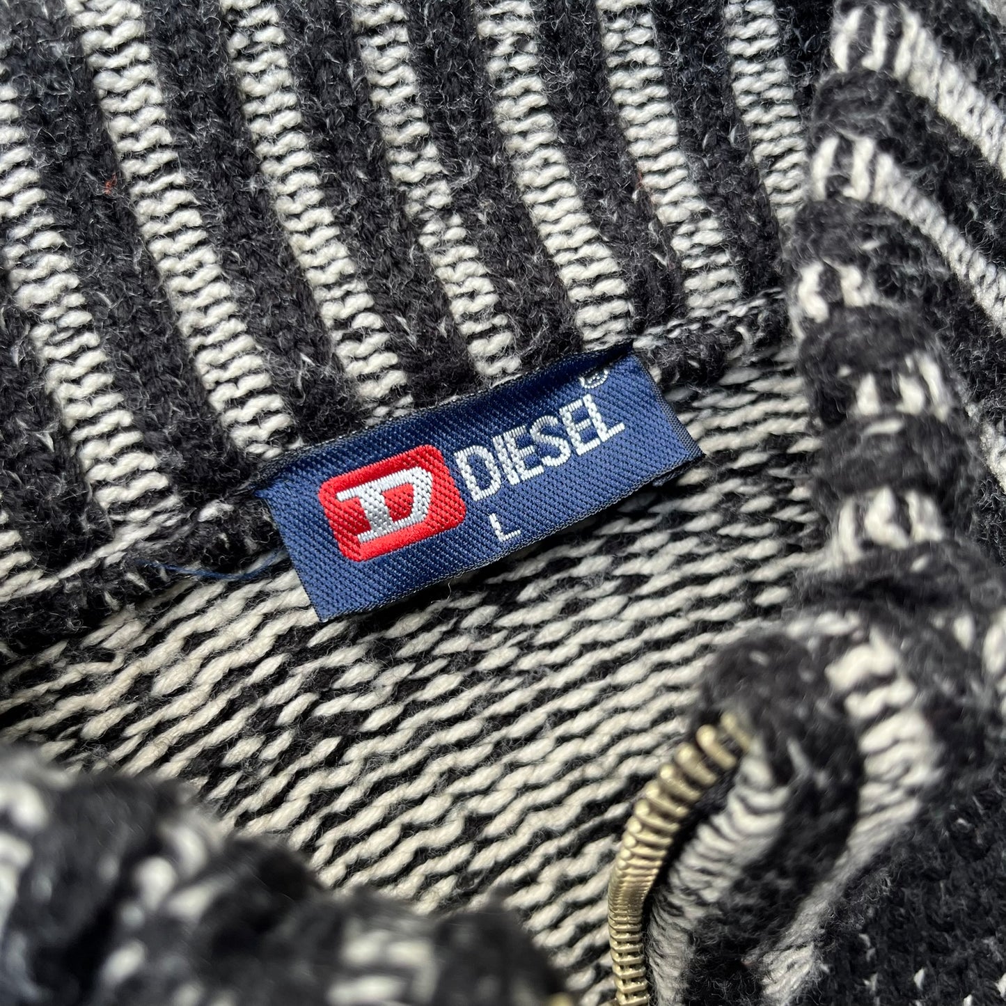 Vintage Black Diesel Knit Zip Up - L