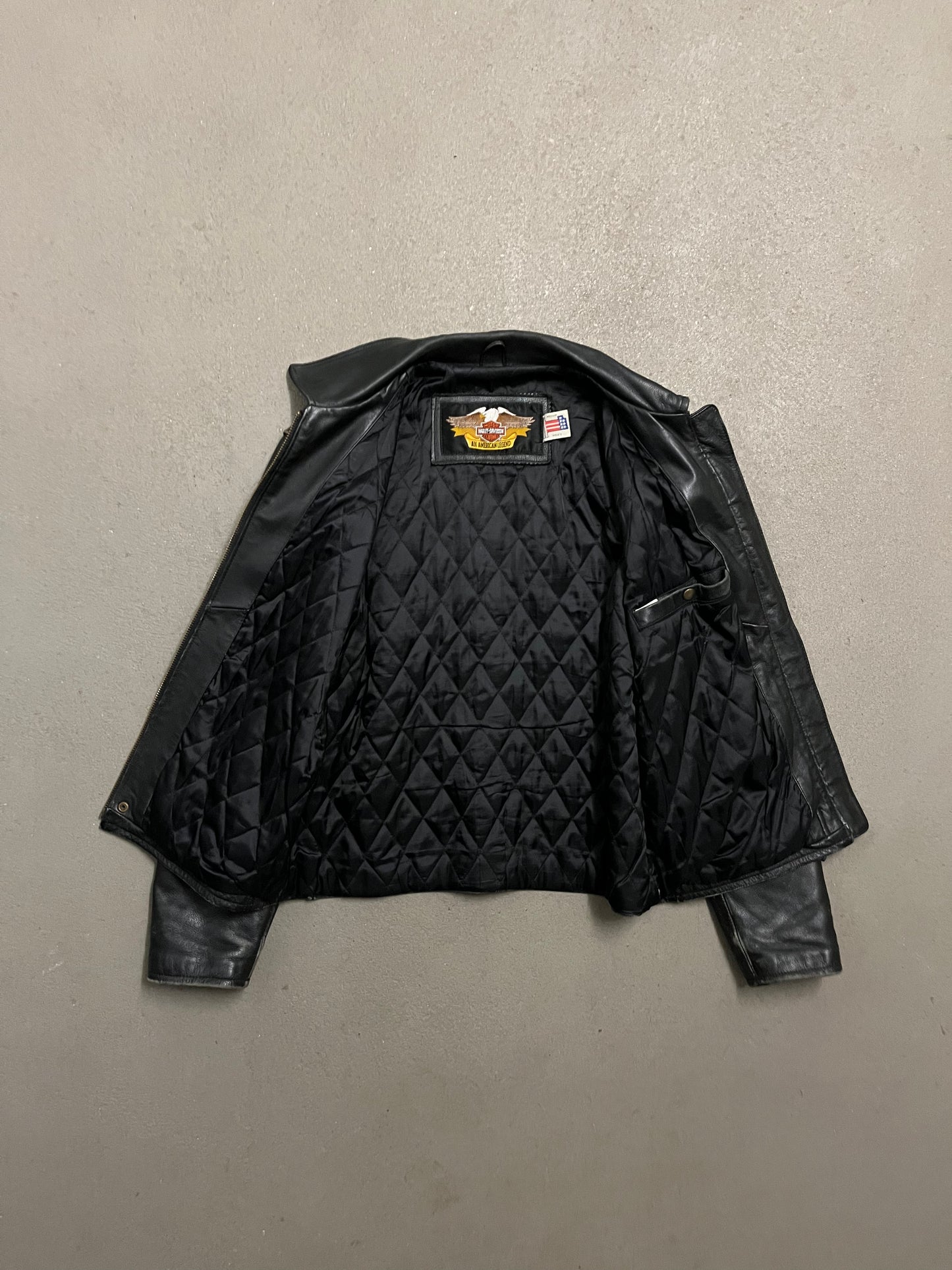 Vintage Black Red Harley Davidson Leather Jacket - M
