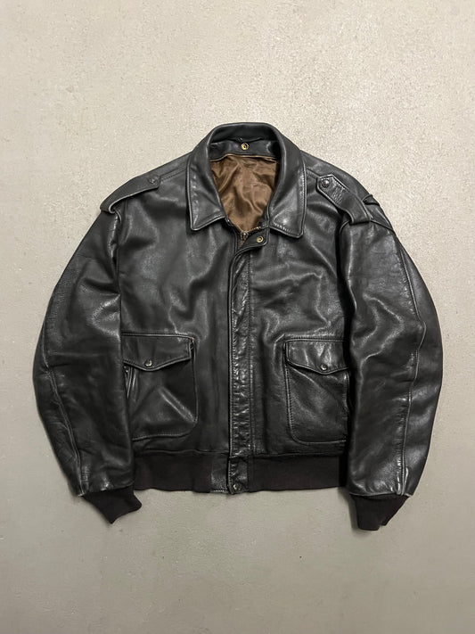 Vintage Brown Faded Schott Flight Leather Jacket - L