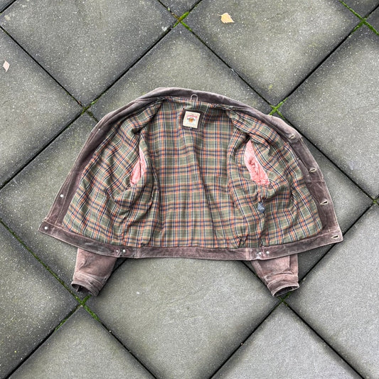 Vintage Brown Faded Diesel Suede Leather Jacket - L