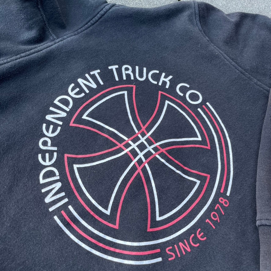 Vintage Black Independent Zip Hoodie - M